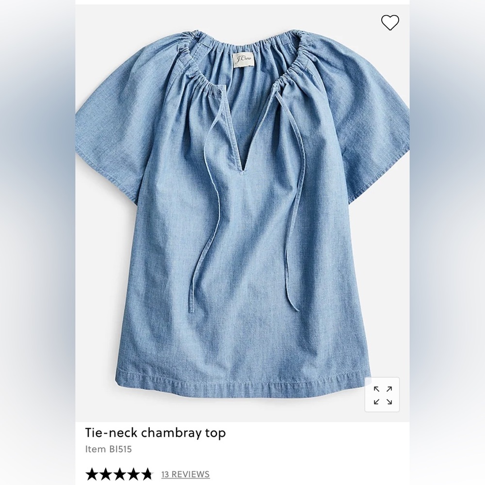 💥NWT J. Crew short sleeve chambray top